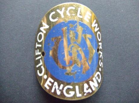 Clifton Cycle Works England balhoofdplaatje 1